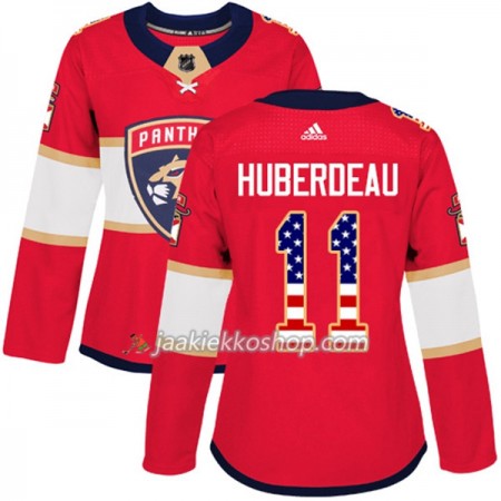 Nainen NHL Florida Panthers Pelipaita Jonathan Huberdeau 11 Adidas 2017-2018 Punainen USA Flag Fashion Authentic